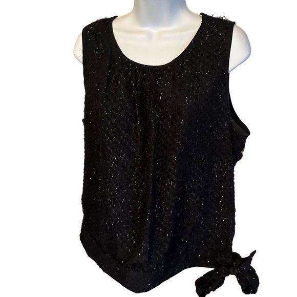 Melissa Paige black glitter tie bottom fuzzy top size L - Picture 4 of 9